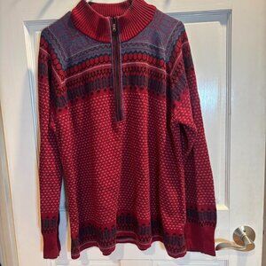 Eddie Bauer Men’s Red Nordic Quarter Zip Sweater Size XXL